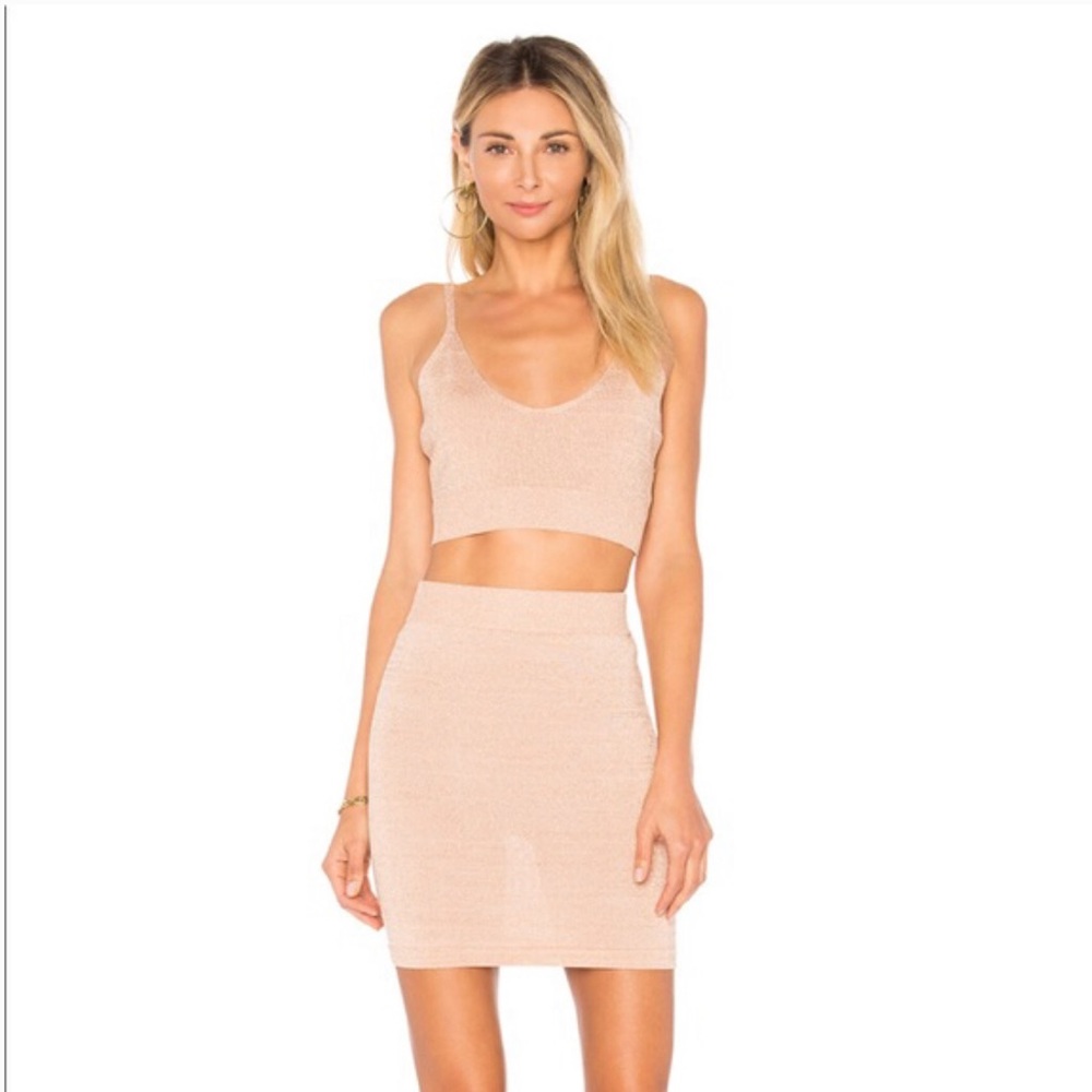 By the way rose gold knit two piece set